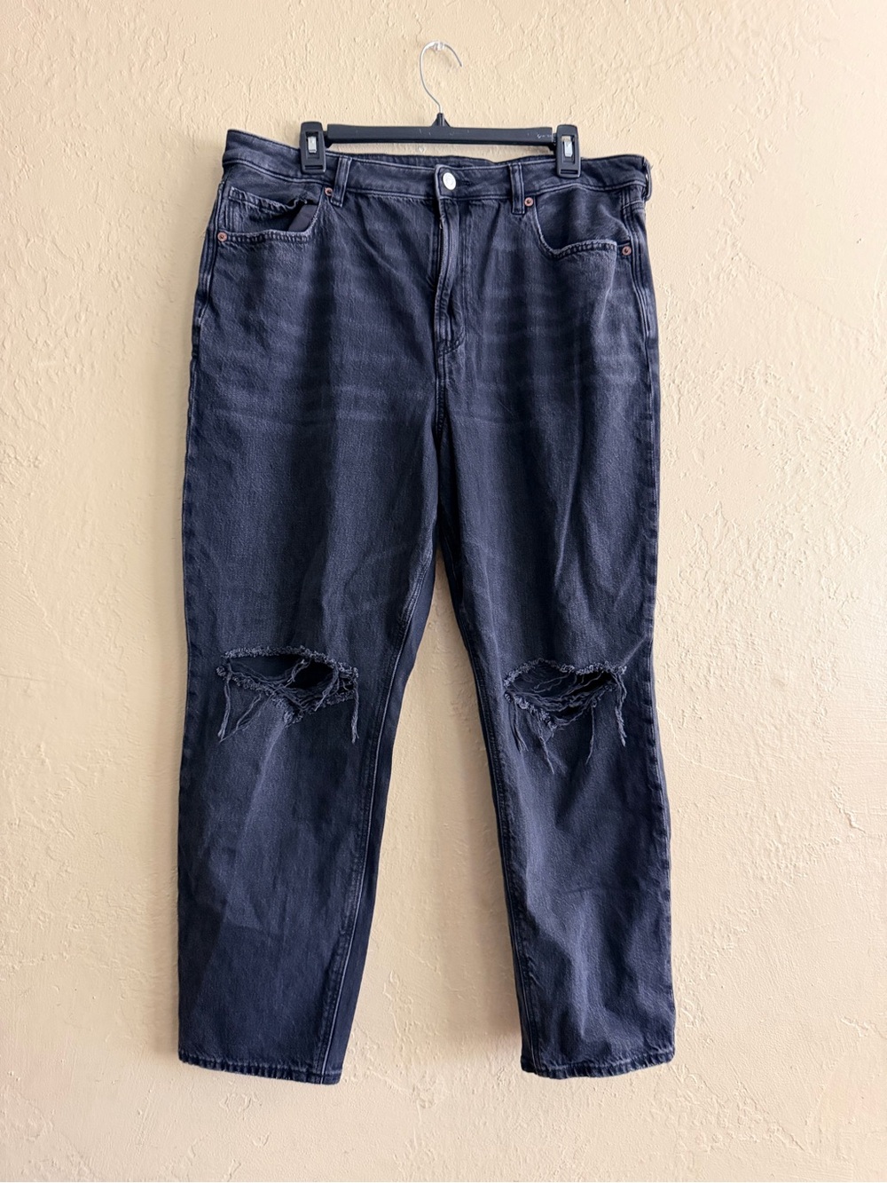 American Eagle Outfitters Straight Leg Distressed Black Jeans